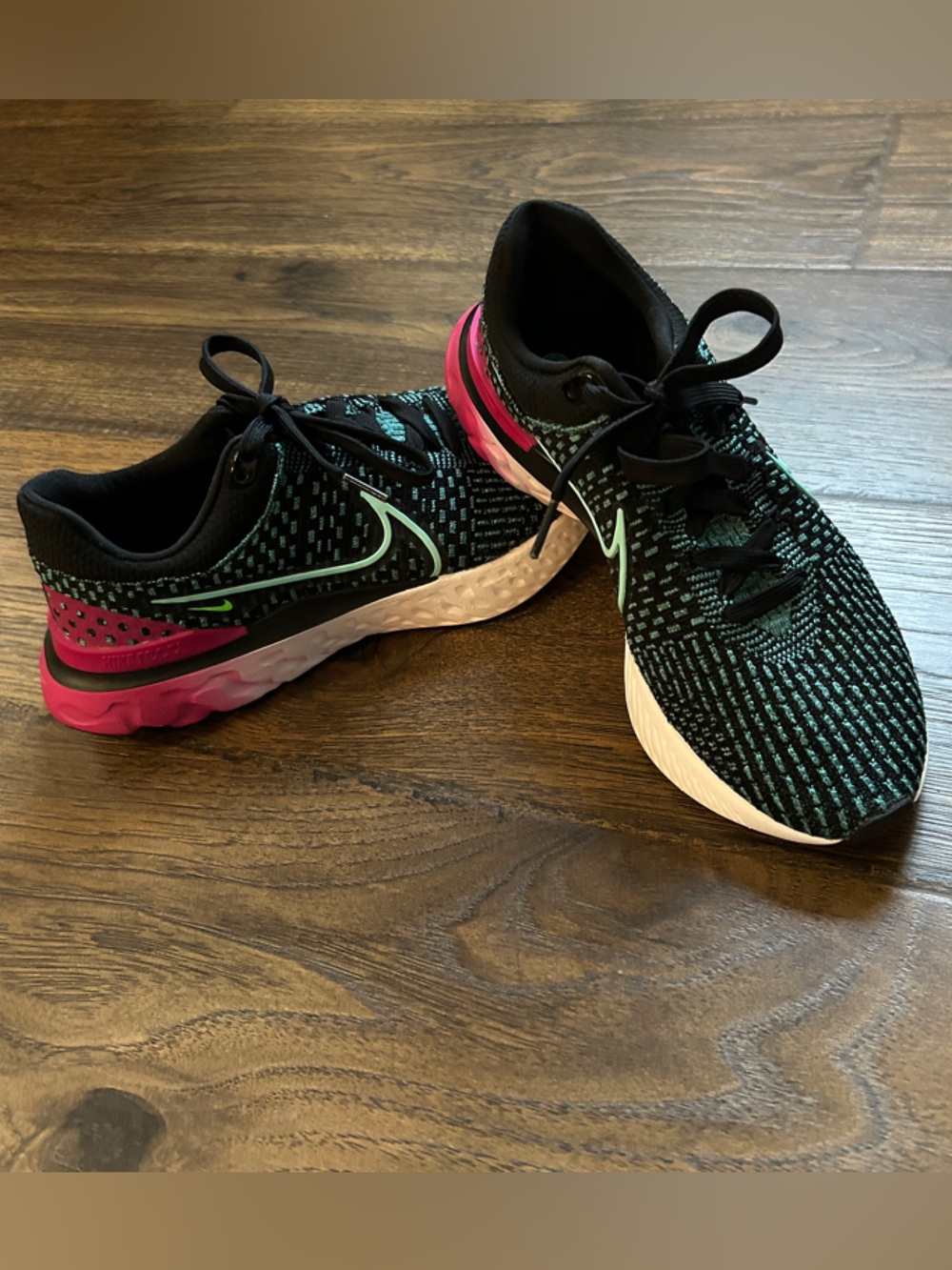 Nike Shoes React Infinity Flyknit Womens Black/Pink/Teal Running Sneakers Size 9